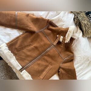 H&M Faux Suede Sherpa Moto Jacket